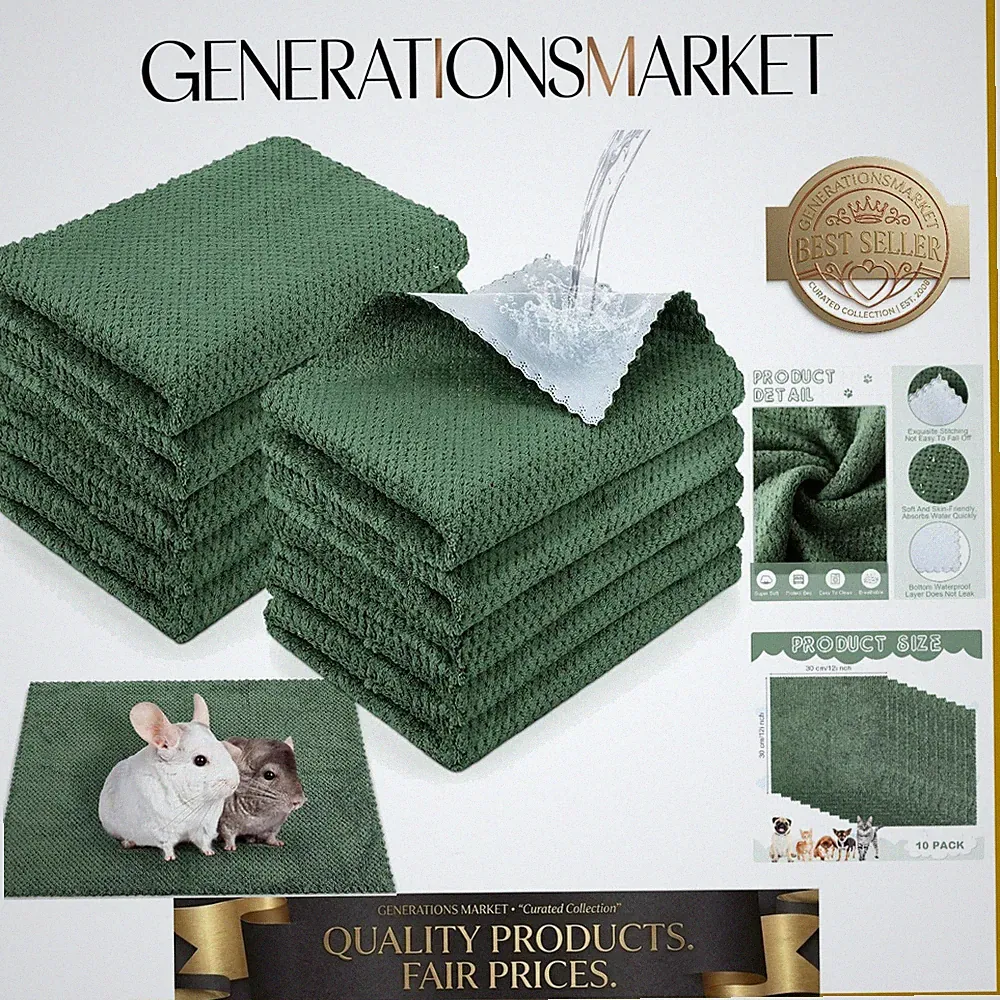 10 Pcs Guinea Pig Cage Liners Washable Rat Bedding for Guinea Pigs Controllin...