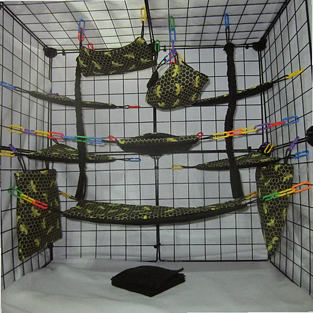 17 pc Sugar Glider Cage Set - Honey & Bees - Rat Cage Set, bedding, Accessories
