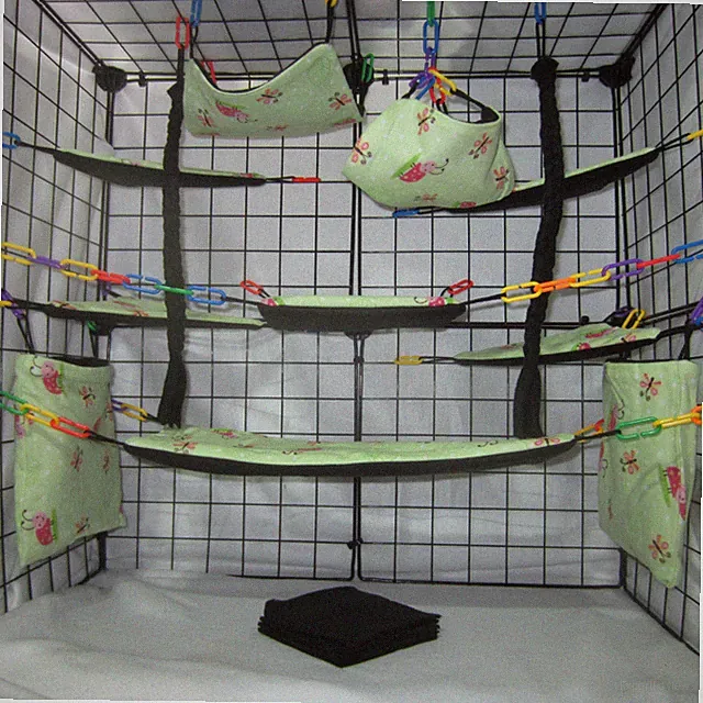 17 pc Sugar Glider Cage Set - Lovely Lady Bugs - Rat Cage Set, Accessories