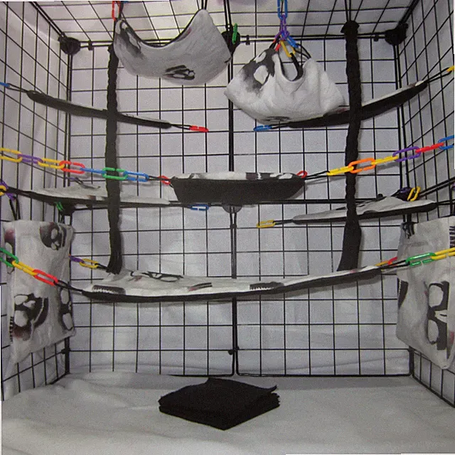 17 pc Sugar Glider Cage Set - Skulls - Rat Cage Set, bedding