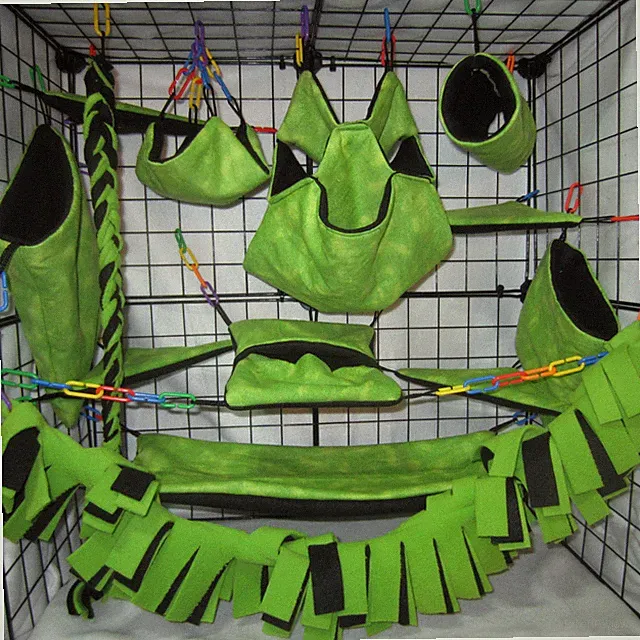 18pc Sugar Glider Cage Set - Jungle Green - Rat Cage Set, Glider Accessories