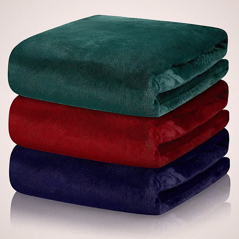 3 Pack Fleece Throw Blanket Twin Size Soft Warm Plush Lightweight Fuzzy Bed C...