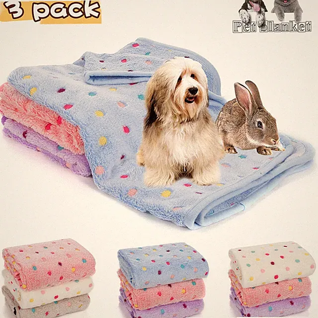 3Pcs Cat Blanket Small Dog Pet Blankets Puppy Fleece Blanket Sleep Mat Pad Cover