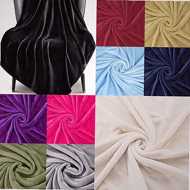 BED SOLID REVERSIBLE FLEECE THROW MULTIPURPOSE SMALL BLANKET SIZE 50" X 60"