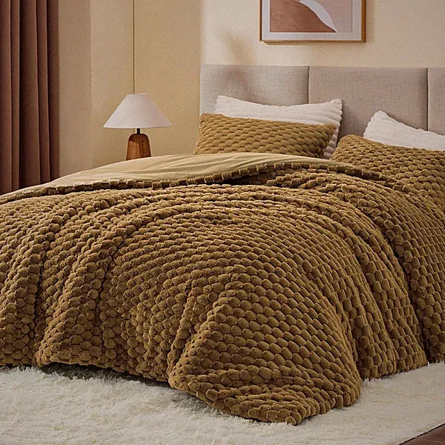BEDELITE Fluffy Queen Comforter Set Brown Fleece Soft Comforter for Queen Bed