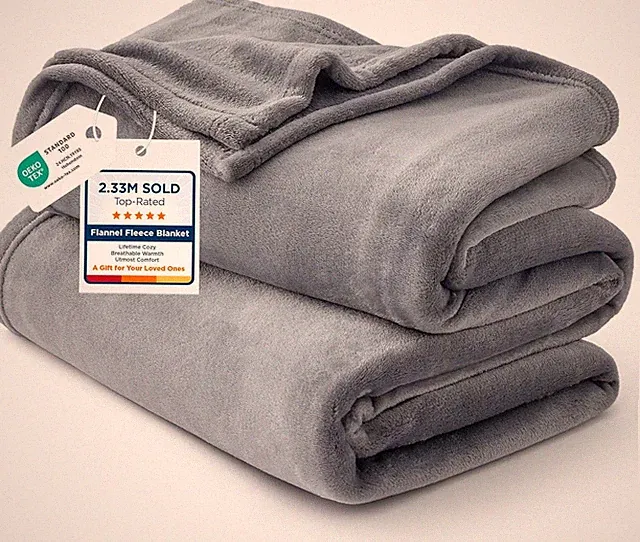 BEDSURE Fleece Blankets King Size Bed Grey - Bed Blanket Soft Lightweight