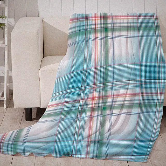 Blue And White Plaid Skirts 3D Warm Plush Fleece Blanket Picnic Sofa Couch