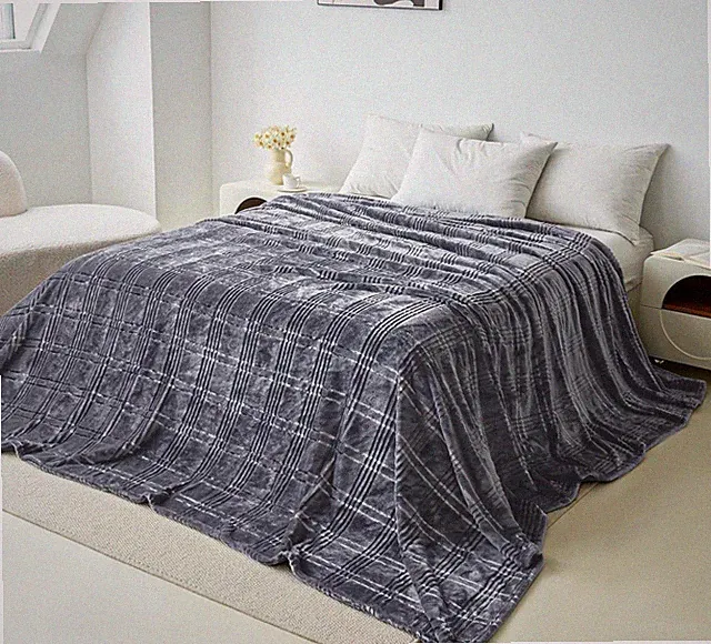COOVA Oversized King Comfortable Fleece Blanket, Dark Grey Pattern 120"x120"