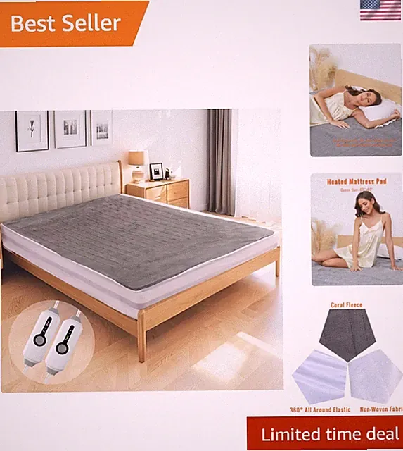 Electric Mattress Pad Queen Size 60"x80", Dual Control,Soft Colar Fleece with...