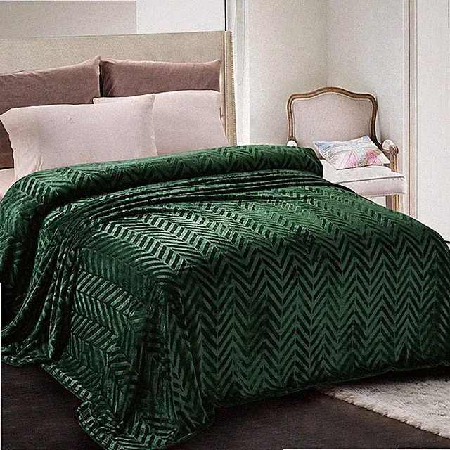 Flannel Fleece Queen Size Bed Blanket, Soft Velvet Lightweight Bedspread Plush F
