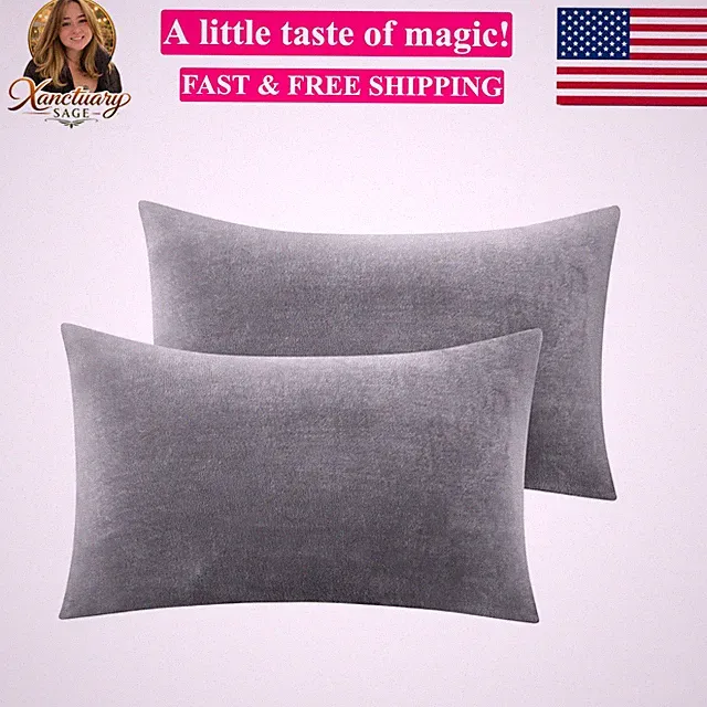Flannel Pillow Cases Queen Size Set of 2, Super Soft Fleece Pillowcases with...