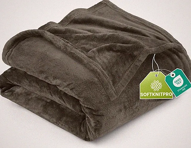 Fleece Blanket King Size Brown 300GSM Luxury Fuzzy Soft Anti-Static Microfibe...