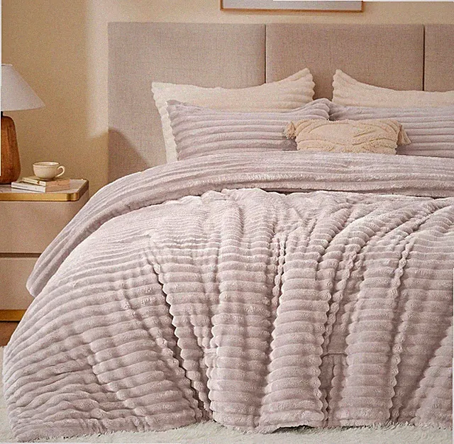 Fleece Comforter Set -Super Soft & Warm Fluffy Bedding, Luxury King Lotus Pink