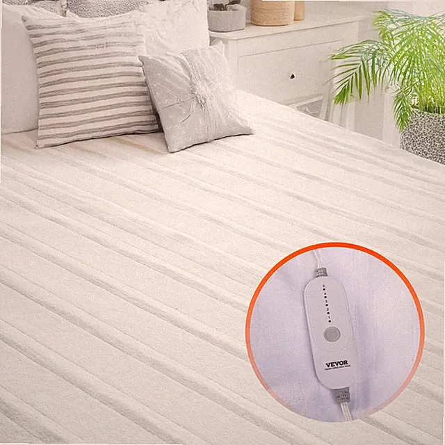 Heated Mattress Pad 60x80 in Queen Electric Warmer Coral Fleece Auto Off
