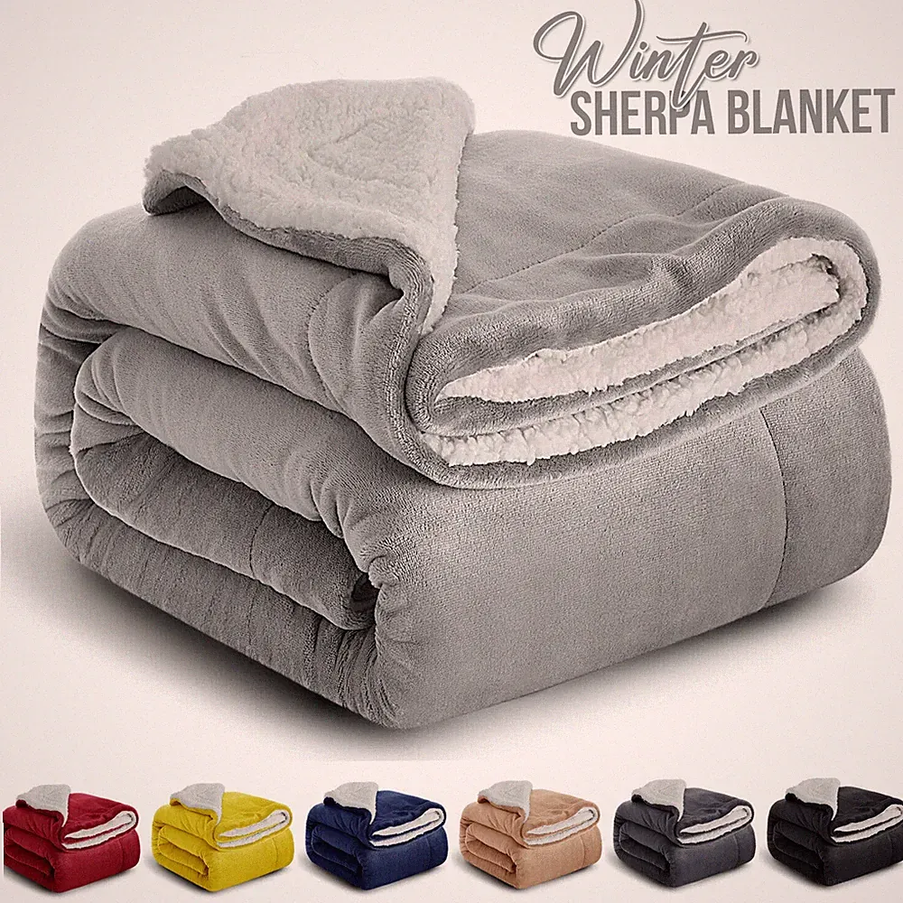 Large Sherpa Fleece Blanket 400 Gsm Super Soft Reversible Warm Sofa Bed Throws