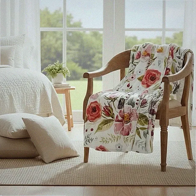 NEW Boho Floral Ultra Soft Fleece Throw Blanket Bedspread Bedding - 80" x 60"