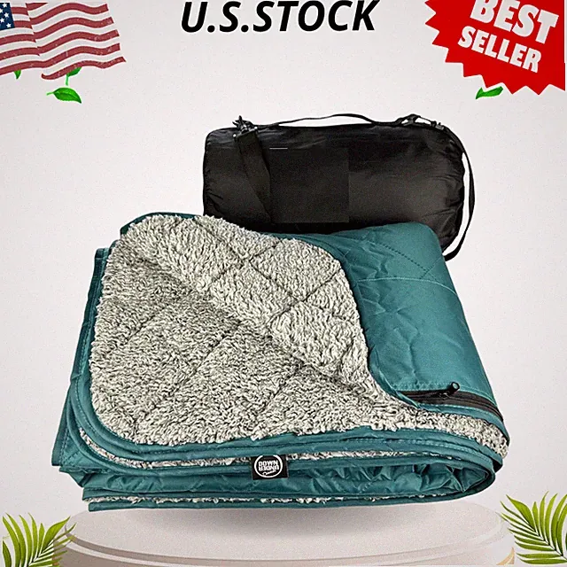 NEW Large Waterproof Windproof 350 GSM Quilted Fleece Sherpa Stadium Blanket