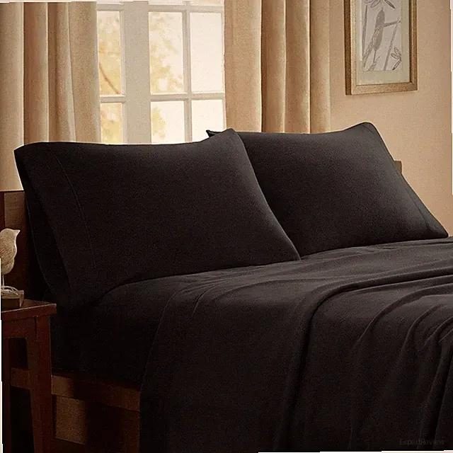 New Peak Performance 3M Scotchgard Micro Fleece Bed Sheet Set Black Full Size