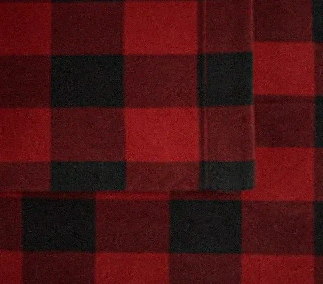 NEW QUEEN FLEECE SHEET SET FITTED SHEET SET CUDDLDUDS RED BUFFALO PRINT CHECK