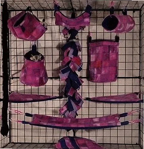 Tye Dye Magenta Tiles * Sugar Glider Cage set * Rat * double layer Fleece