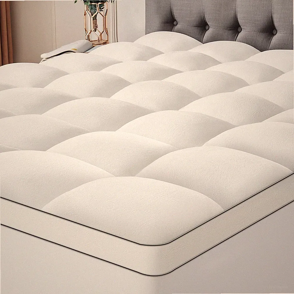 Ultra Soft Coral Fleece Queen Size Mattress Topper, No Compression Plush Thick P