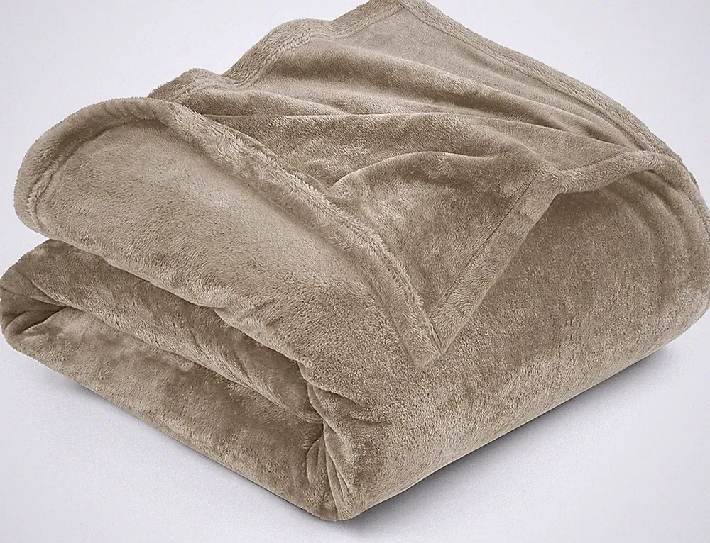 Utopia Bedding Fleece Blanket Queen Size Camel (Pack of 1)