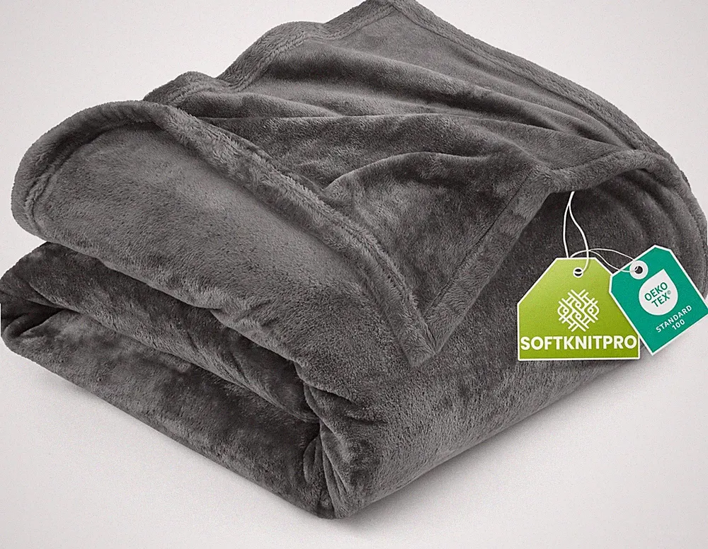Utopia Bedding Fleece Blanket Queen Size Grey (90x90 Inches) Ultra Soft Warm