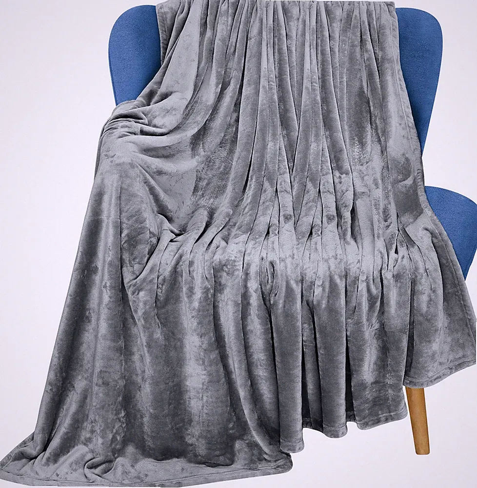 Utopia Bedding Fleece Blanket Throw Size Ash Grey 300GSM Luxury Anti-Static F...