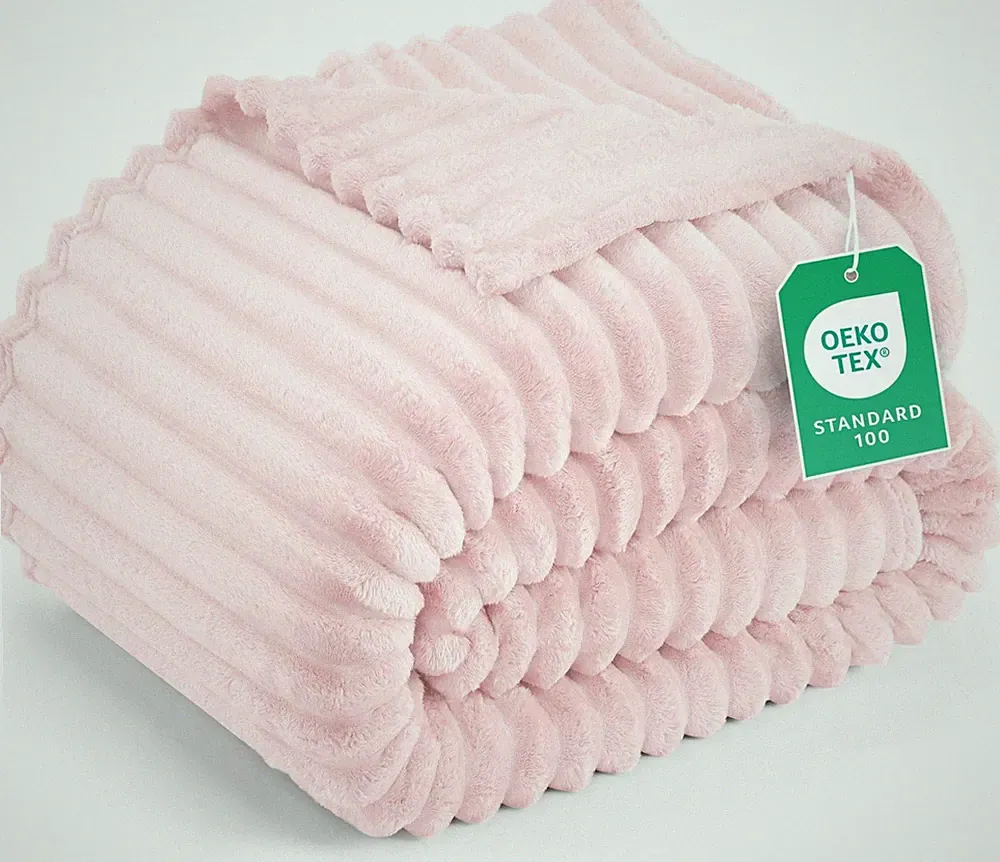Utopia Bedding Pink Striped Fleece Blanket Twin Size – Fluffy, Warm & Ligh