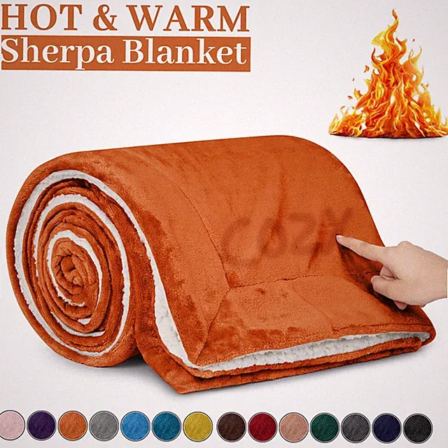 Warm Sherpa Fleece Blanket Ultra Soft Reversible Sofa Bed Couch Throw Twin Queen