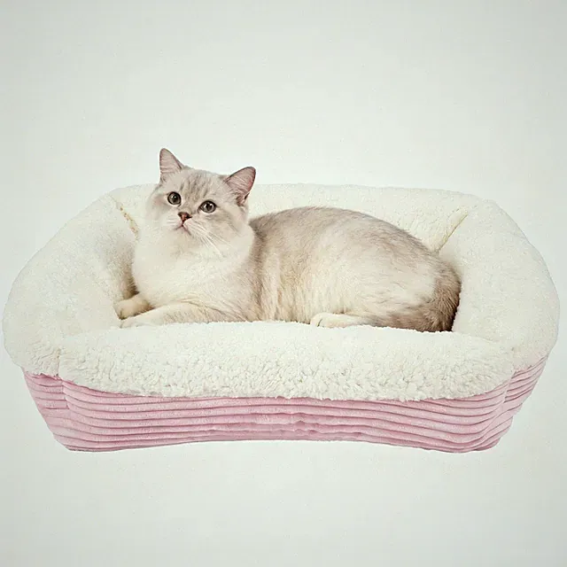 Winter Warm Pet Bed for Dogs Cats Soft Fleece Sleeping Kennel Removable Cushion
